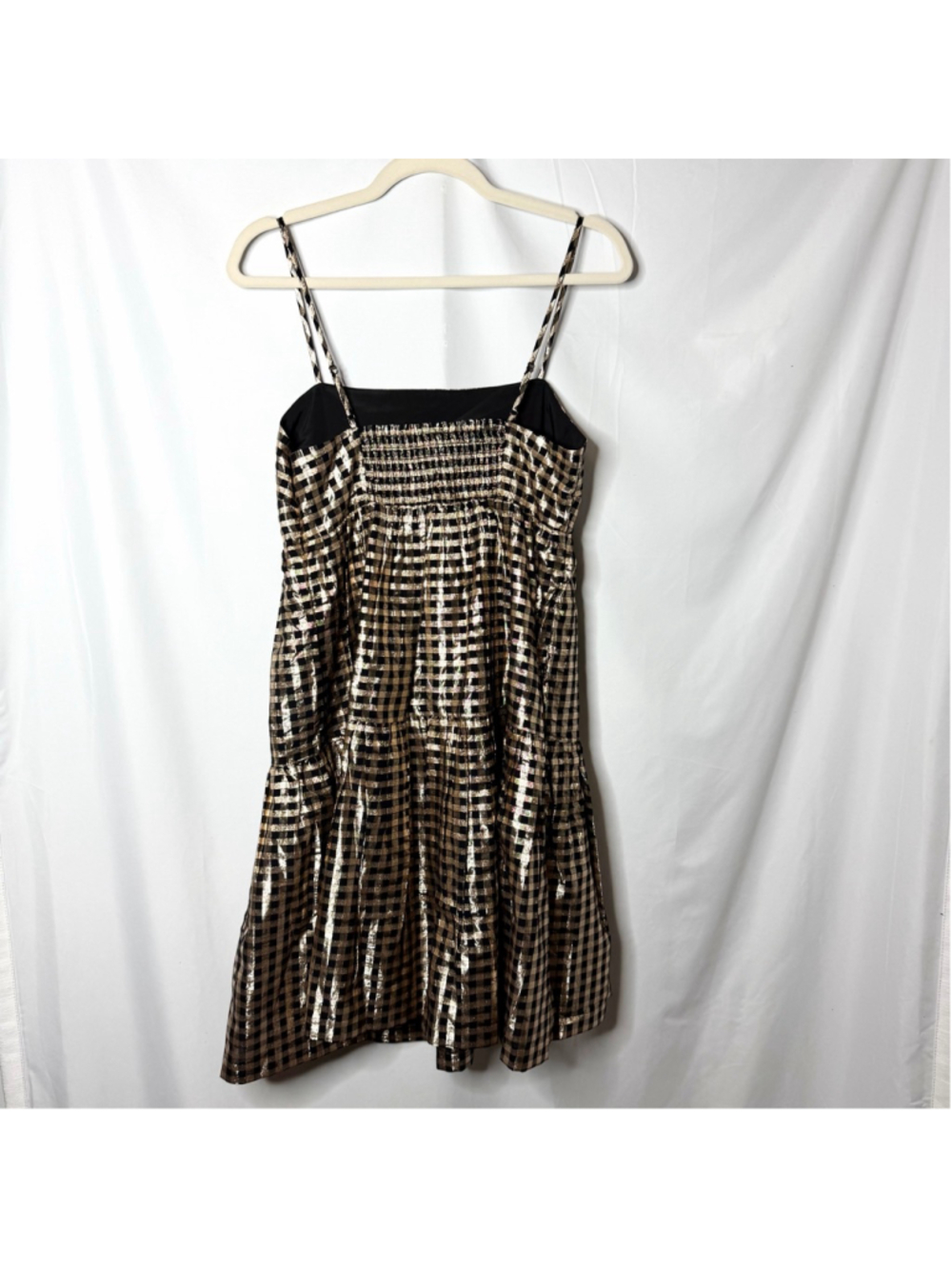 NEW with tags J.Crew Black Gold Gingham Tiered Mini Dress Size 4 - Picture 5 of 8